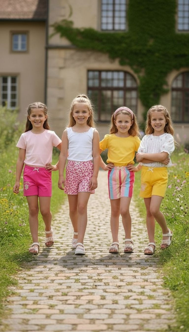 Girls’ Colorful Summer Shorts – 4‑Pack