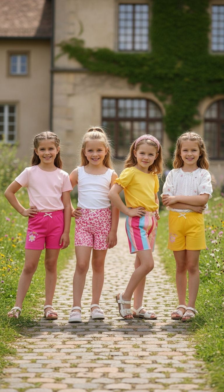 Girls’ Colorful Summer Shorts – 4‑Pack
