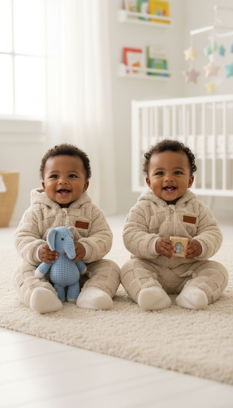 Teddy-Check Hooded Cozy Jumpsuit