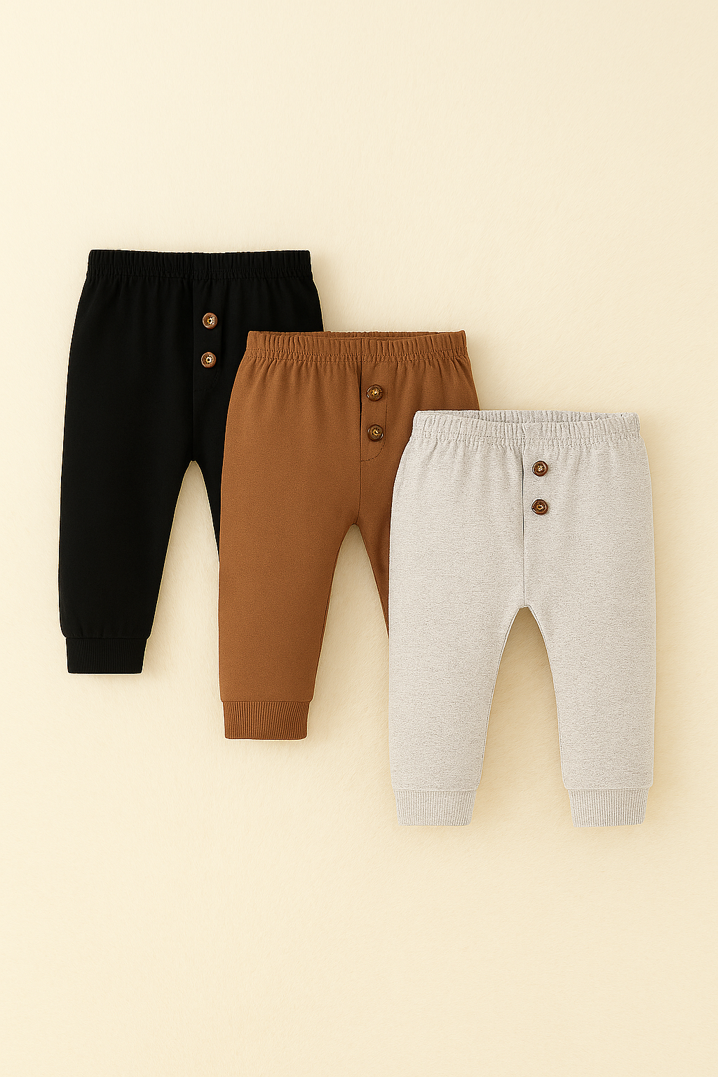 Classic Buttoned Jogger Pants – 3-Pack