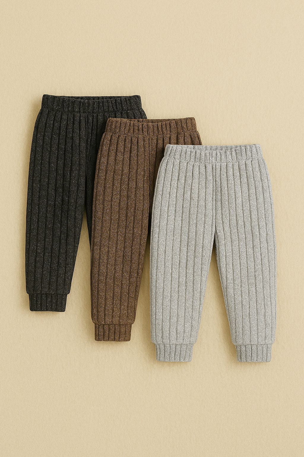 Cozy Ribbed Knit Pants – 3-Pack