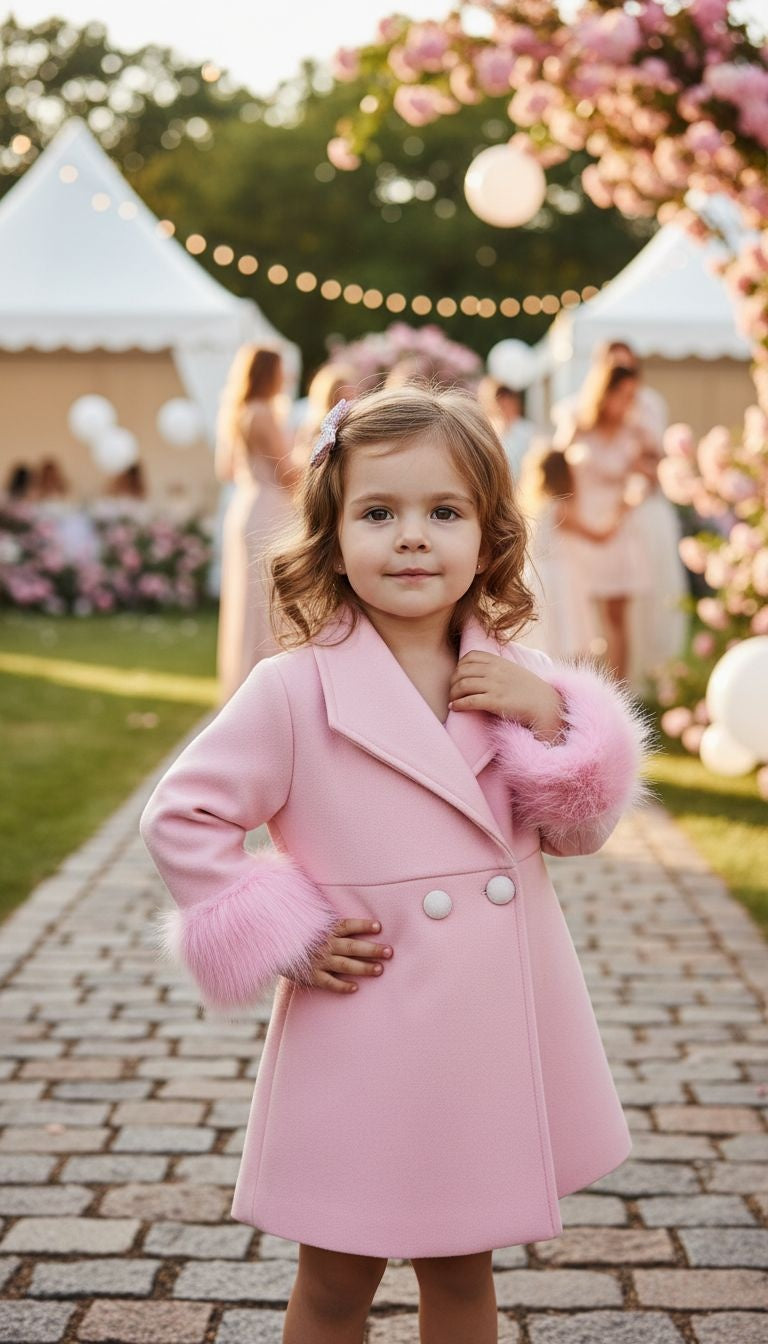 Elegant Faux Fur Cuffs Blazer Dress