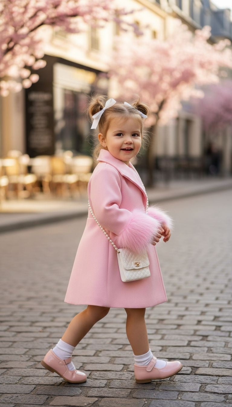 Elegant Faux Fur Cuffs Blazer Dress