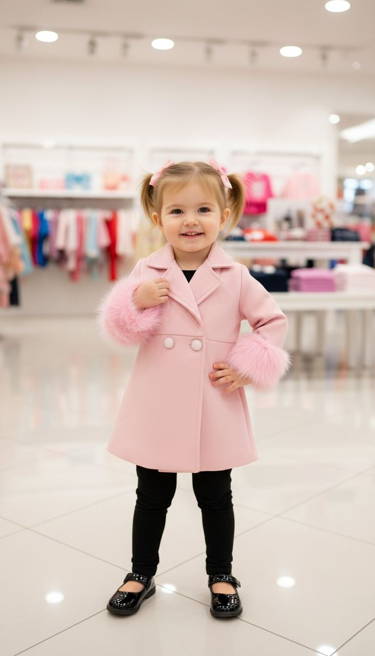 Elegant Faux Fur Cuffs Blazer Dress