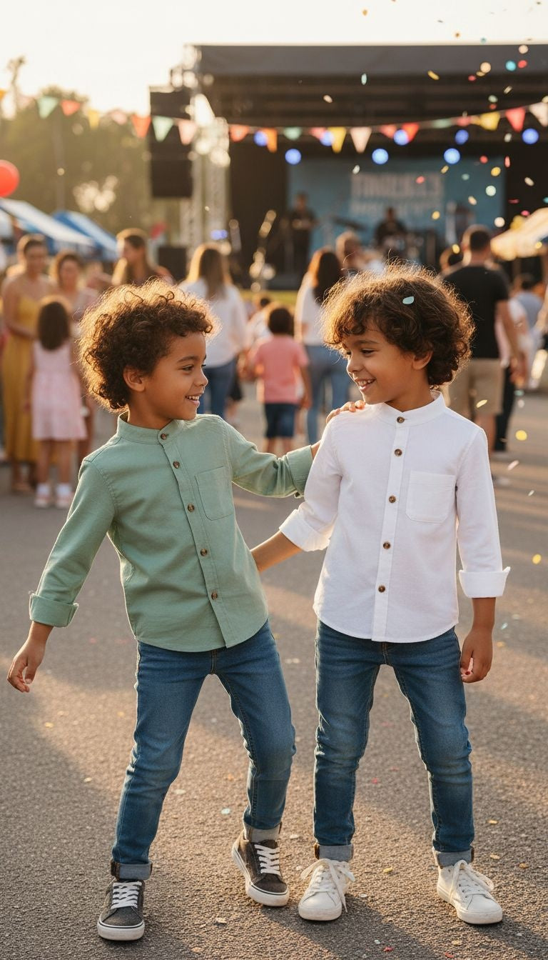 Classic Mandarin Collar Shirt Set – 2-Pack