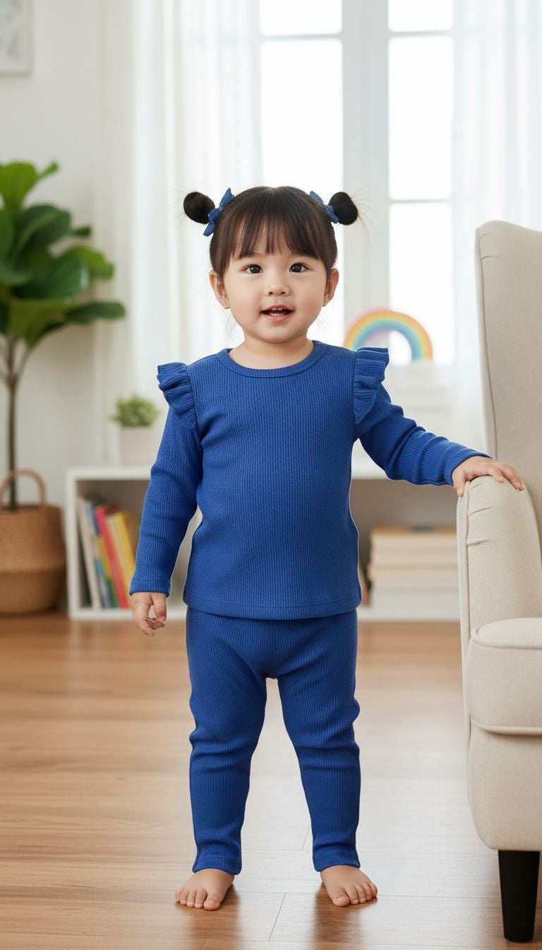 Ruffle Ribbed Knit Set