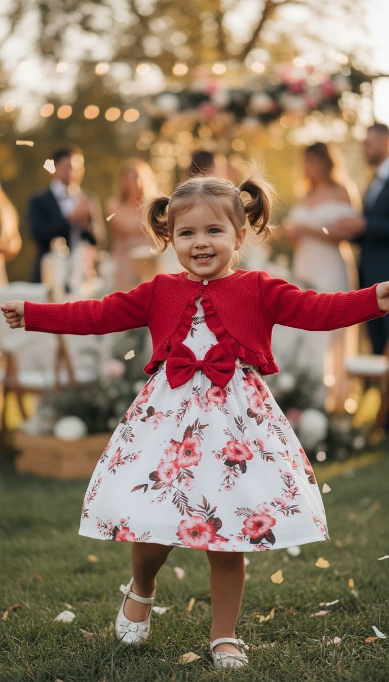 Floral Elegance Dress & Cardigan Set