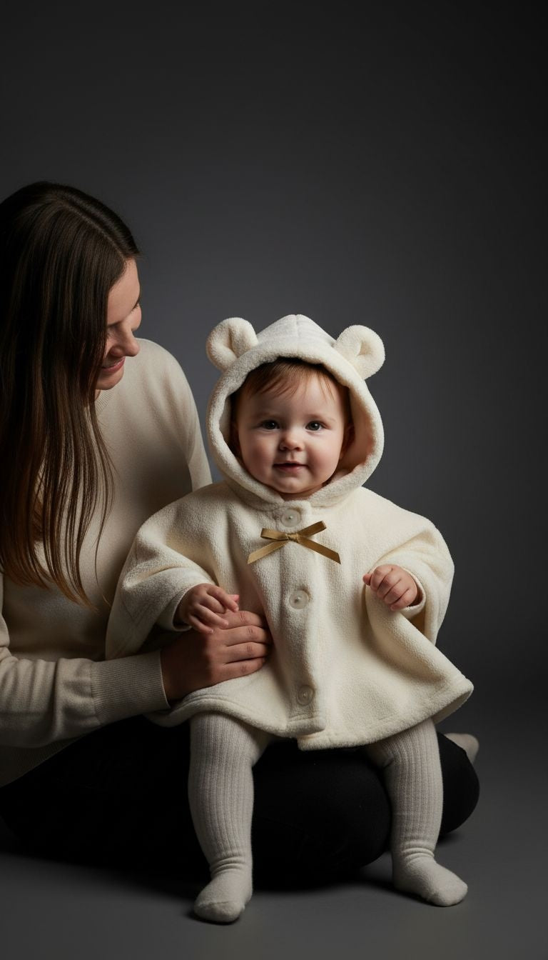 Bear-Ear Hooded Cape Coat