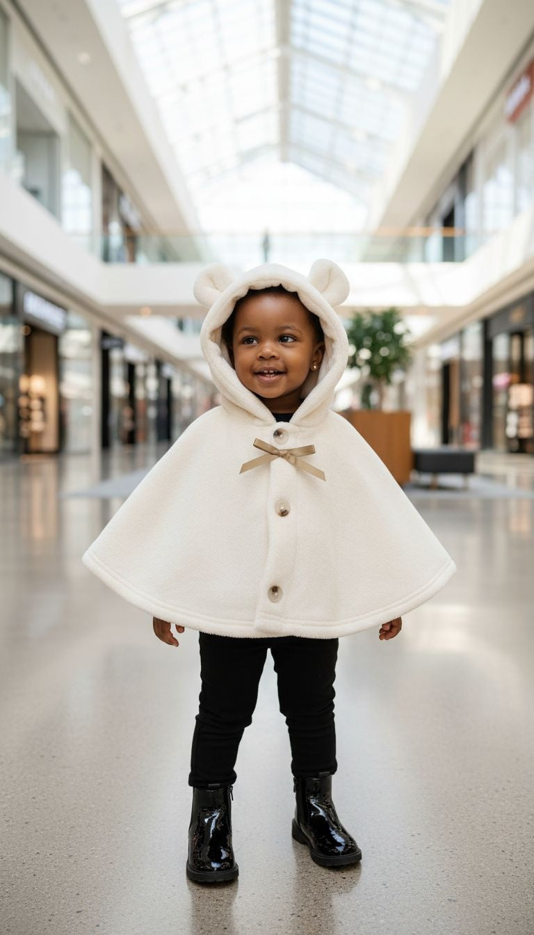 Bear-Ear Hooded Cape Coat