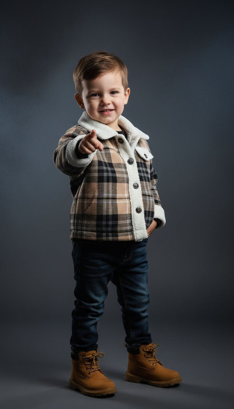 Plaid Sherpa-Lined Jacket