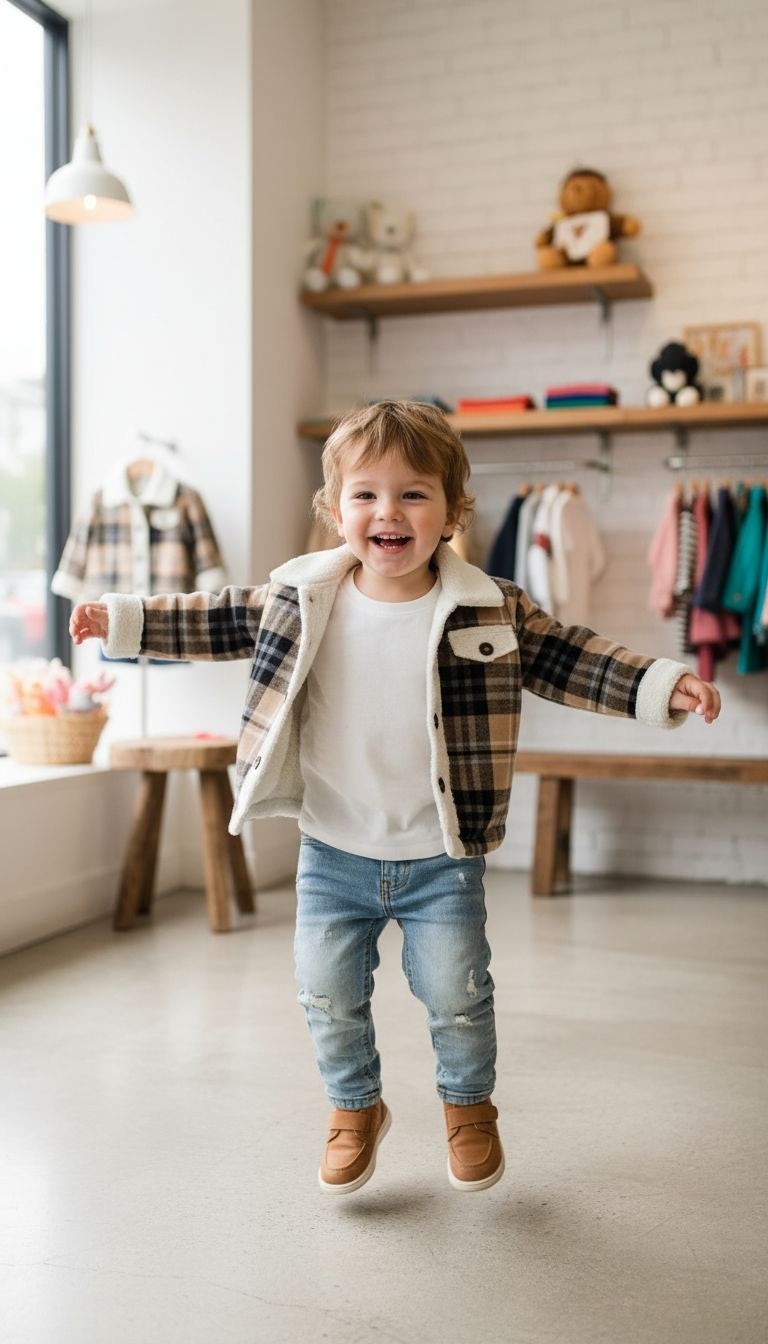 Plaid Sherpa-Lined Jacket