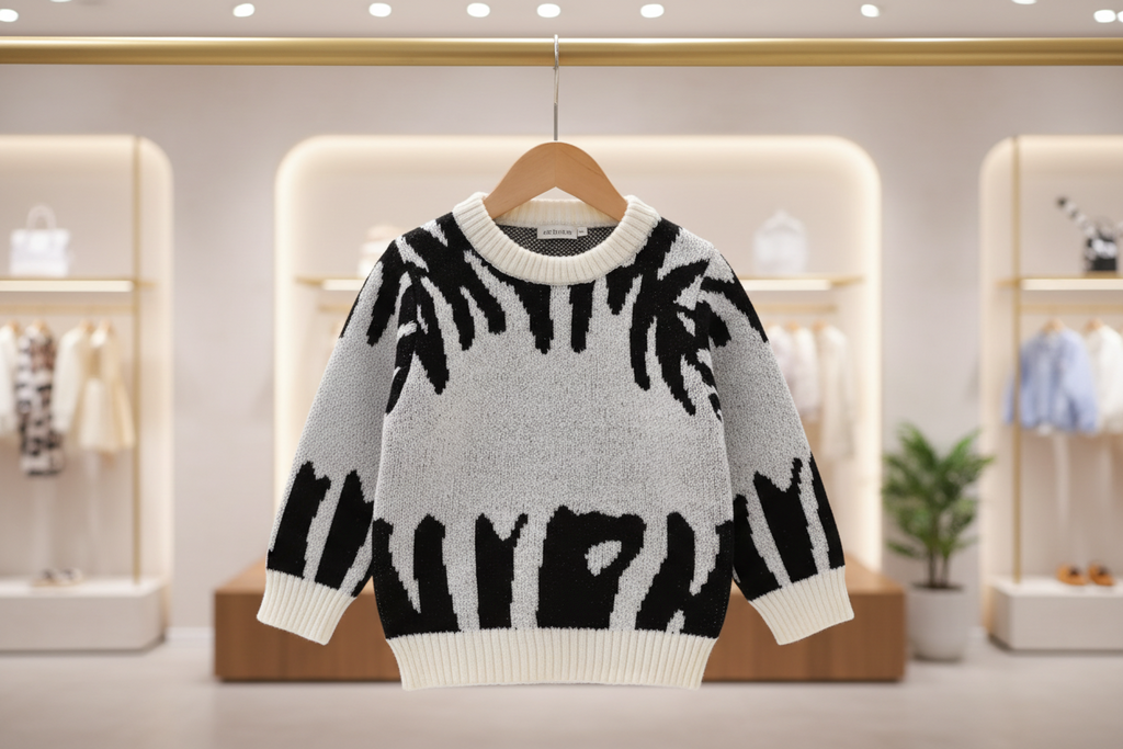 Bold and Cozy: Black-and-White Knit Sweater