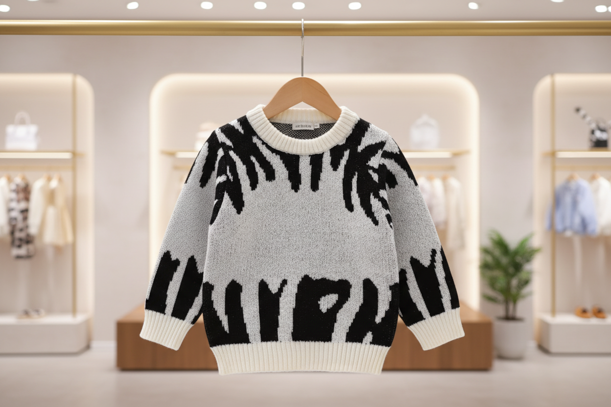 Bold and Cozy: Black-and-White Knit Sweater