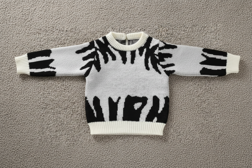 Bold and Cozy: Black-and-White Knit Sweater