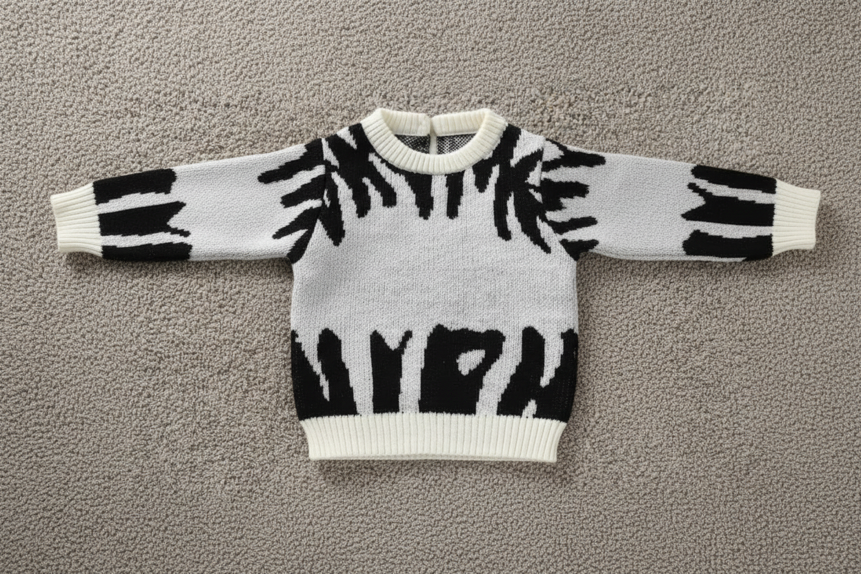 Bold and Cozy: Black-and-White Knit Sweater