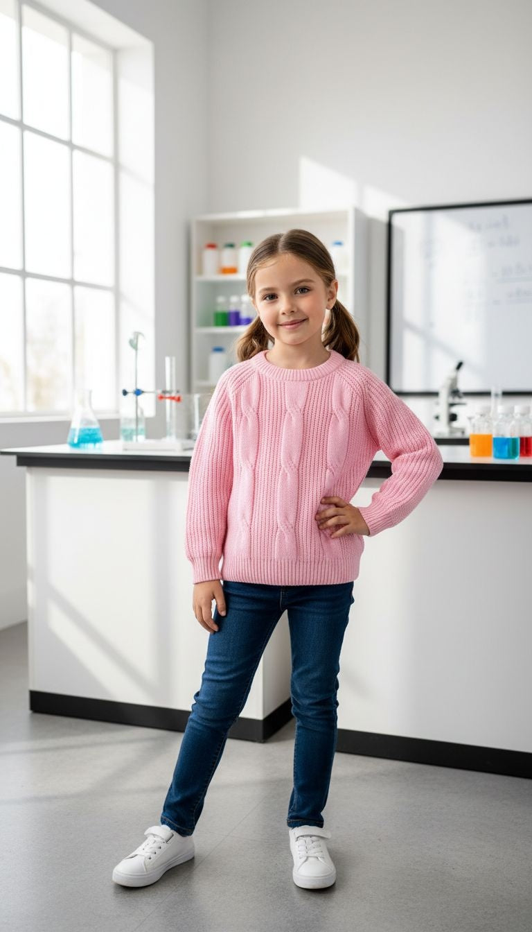 Soft & Sweet: Baby Pink Cable Knit Sweater