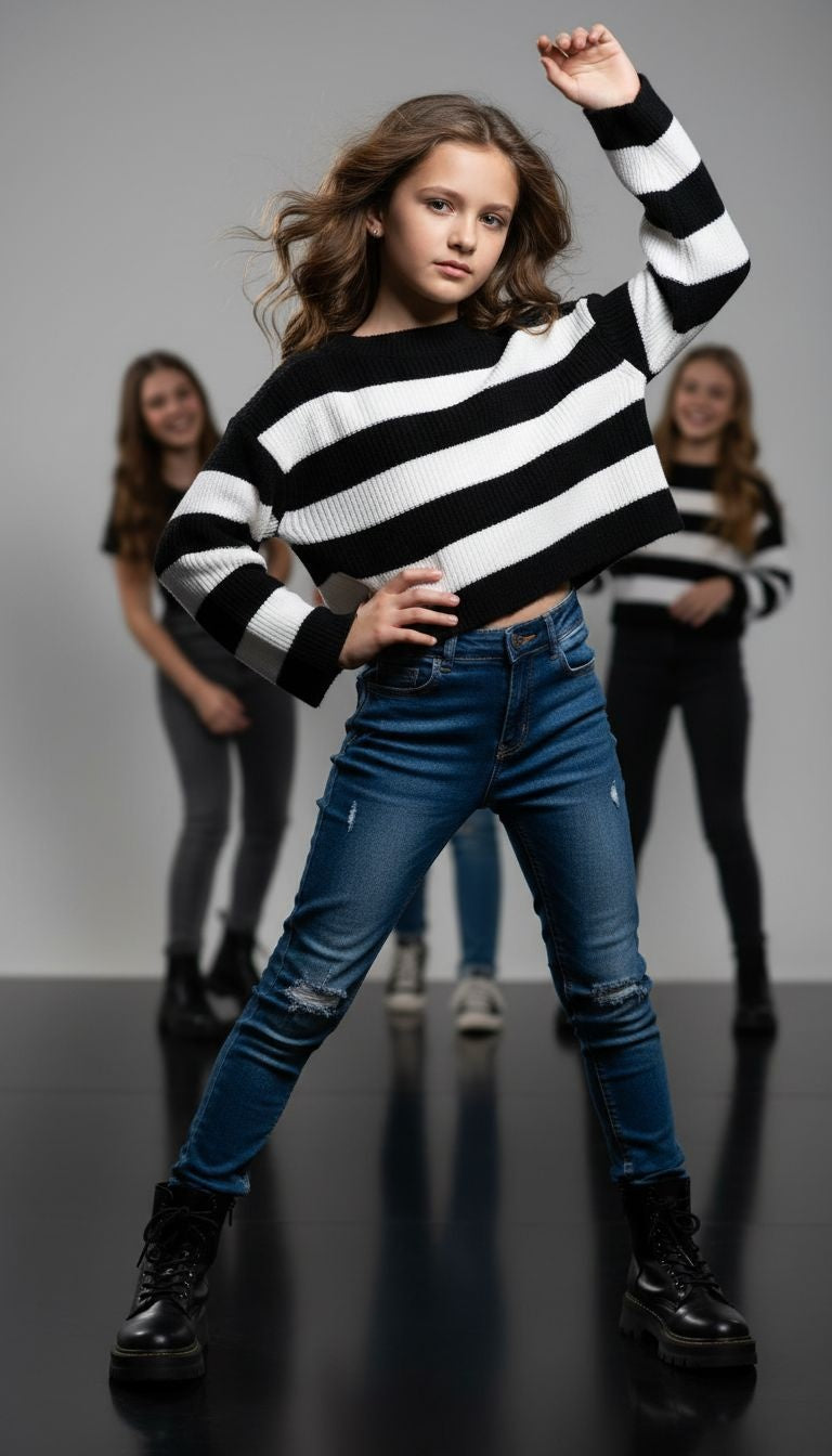 Bold & Cozy: White Striped Knit Sweater