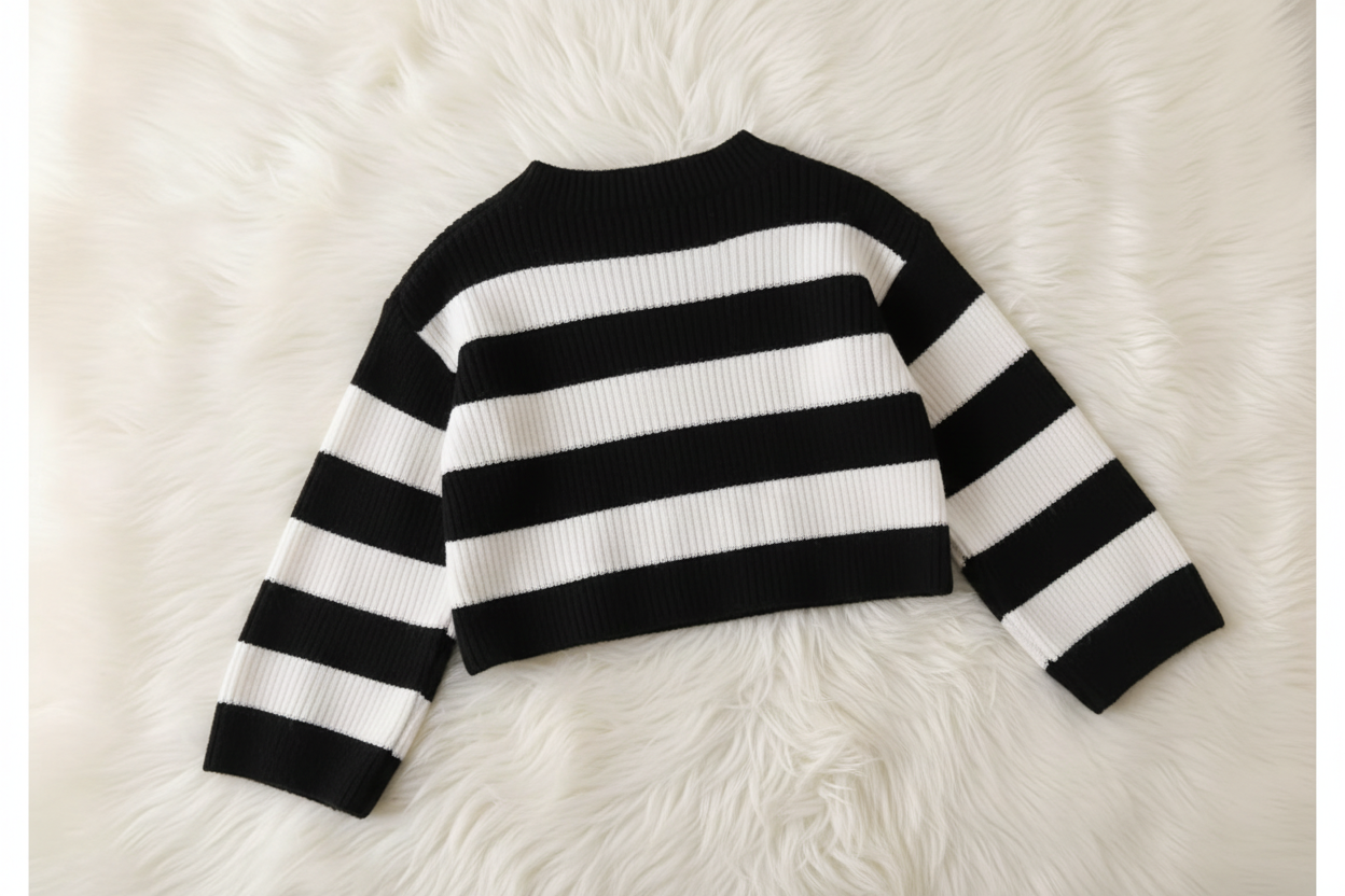 Bold & Cozy: White Striped Knit Sweater