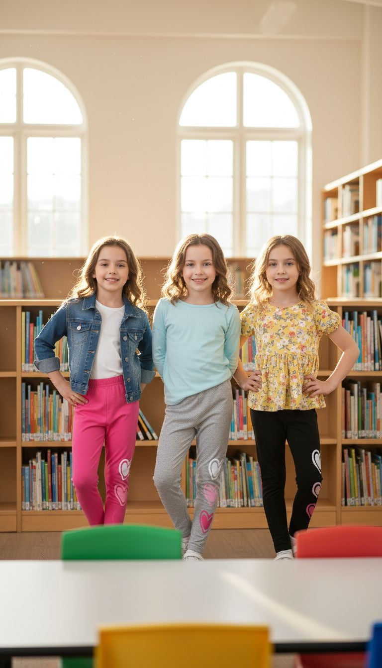 Playful Comfort: Heart-Print Leggings 3- Pack