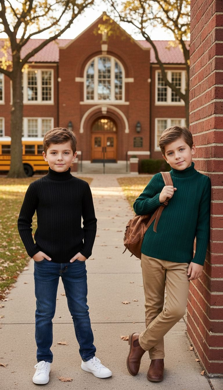 Elegant Essentials: Ribbed Turtleneck Tops (Set of 2)