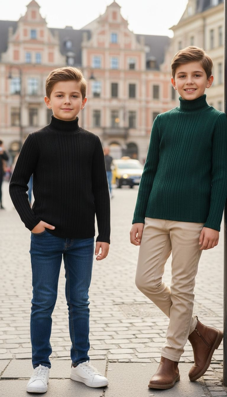 Elegant Essentials: Ribbed Turtleneck Tops (Set of 2)