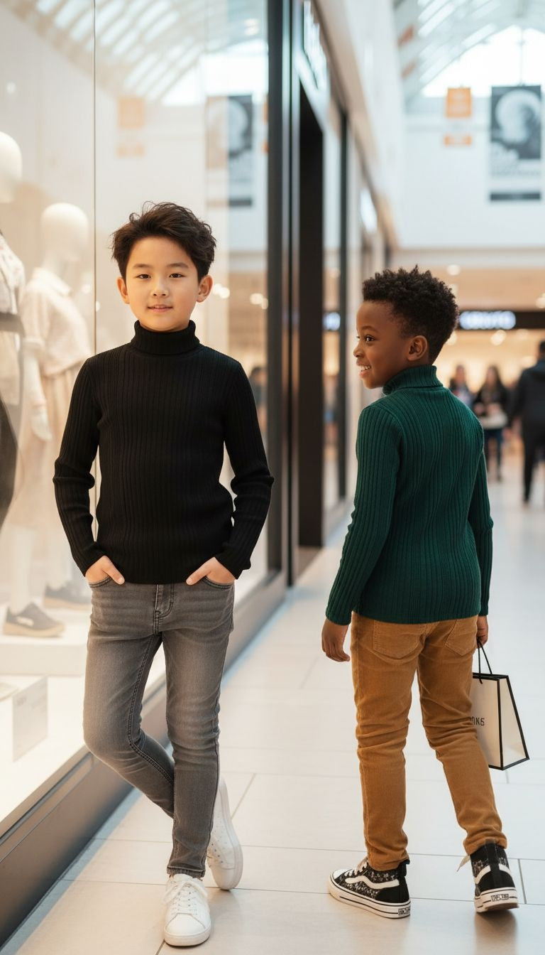 Elegant Essentials: Ribbed Turtleneck Tops (Set of 2)