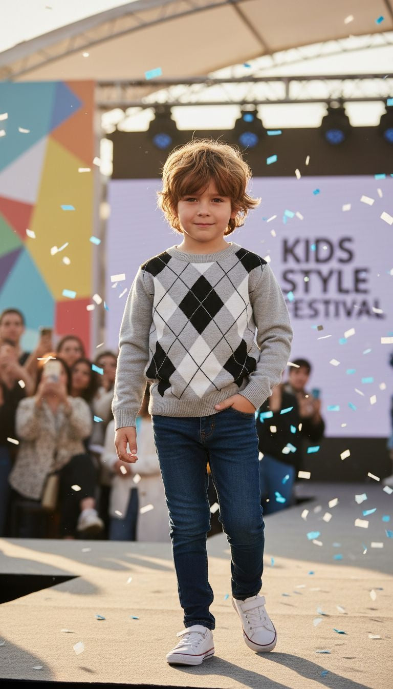 Classic Charm: Argyle Knit Sweaters in Grey & Blue