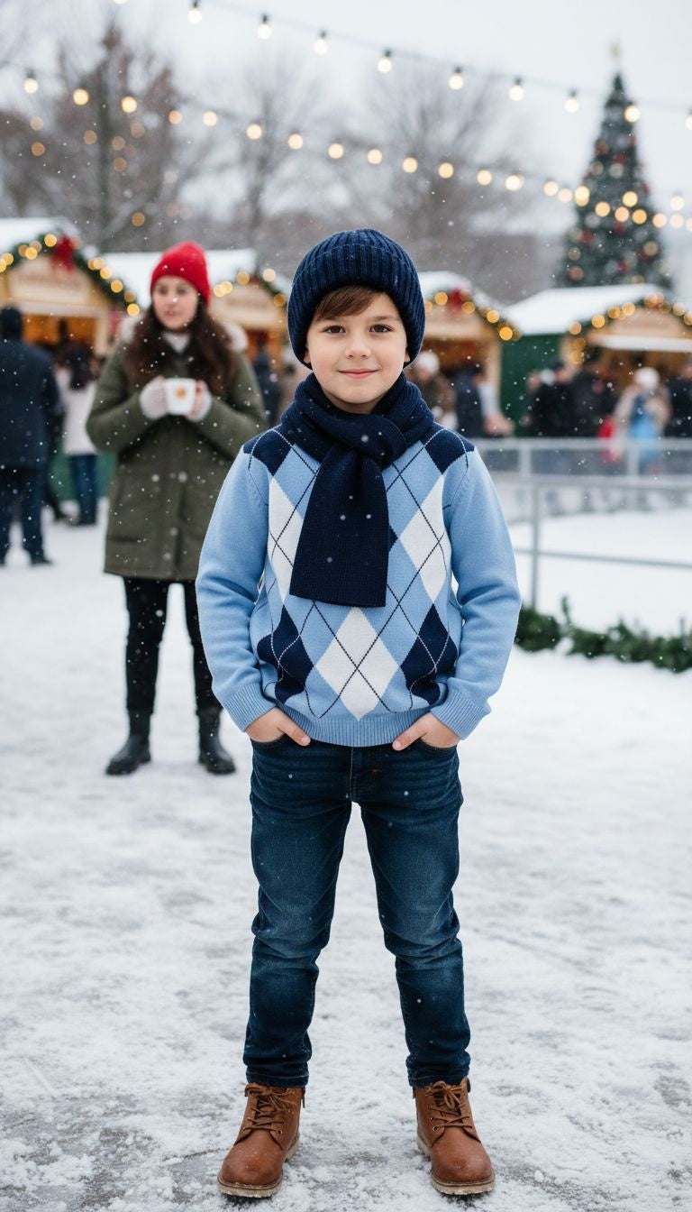 Classic Charm: Argyle Knit Sweaters in Grey & Blue