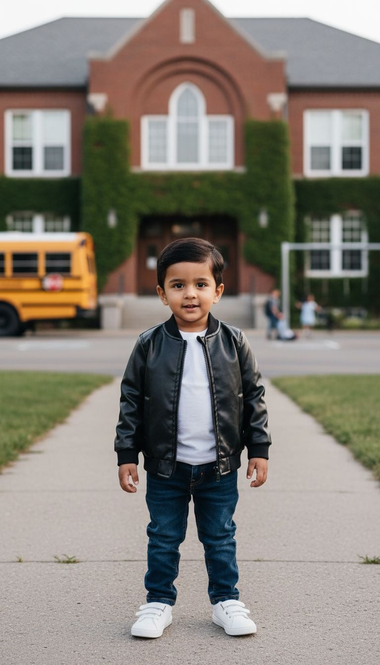 Edgy & Warm: Black Faux Leather Bomber Jacket