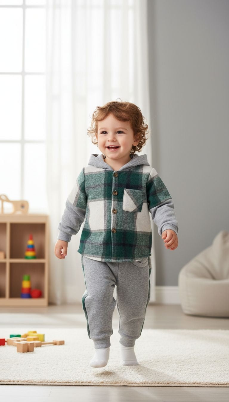 Cozy & Cute: Plaid Hoodie and Jogger Set