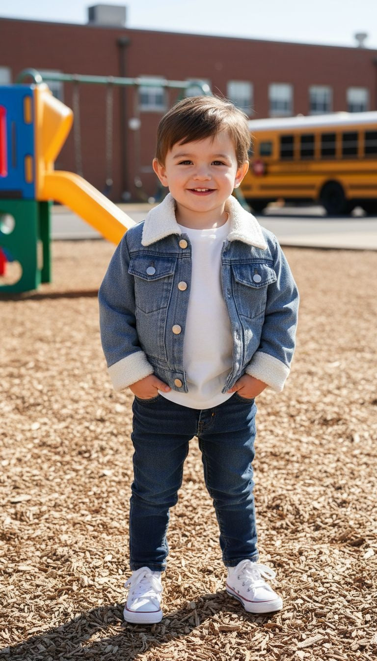Classic Cool: Blue Denim Sherpa-Lined Jacket