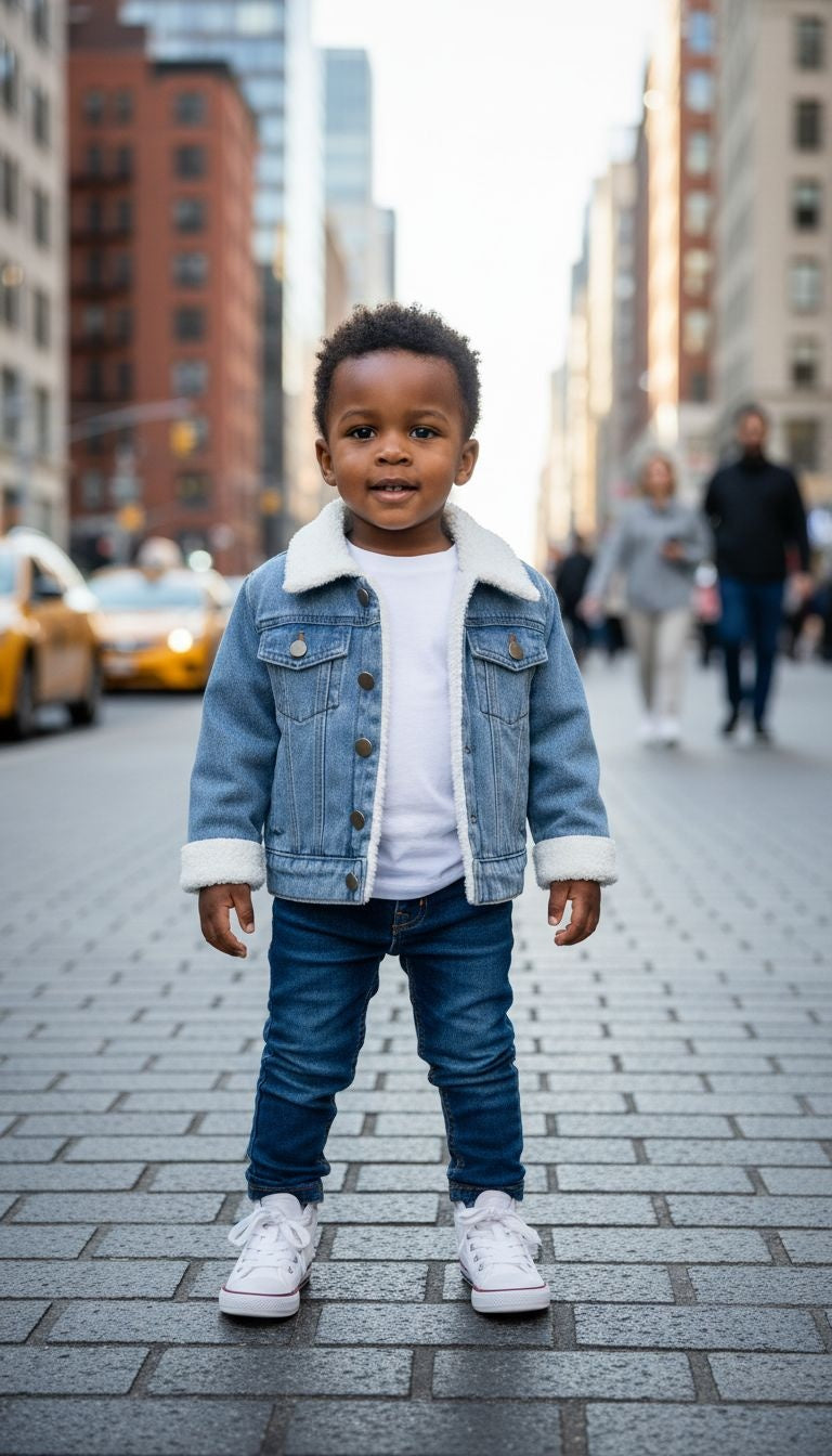 Classic Cool: Blue Denim Sherpa-Lined Jacket