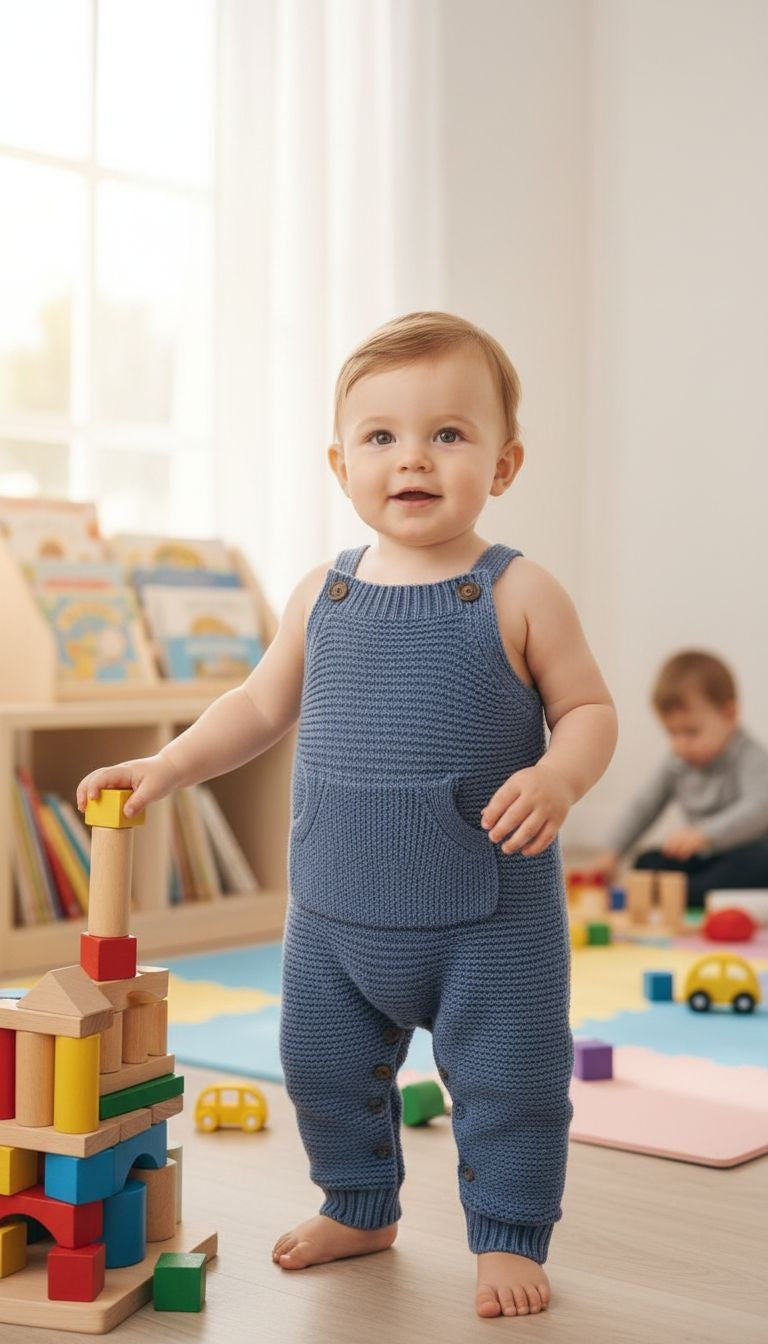 Classic Comfort: Knitted Baby Overalls