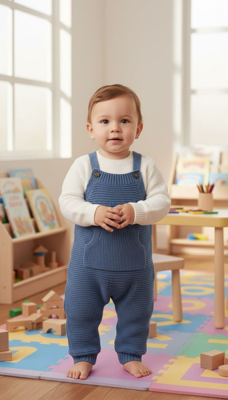Classic Comfort: Knitted Baby Overalls