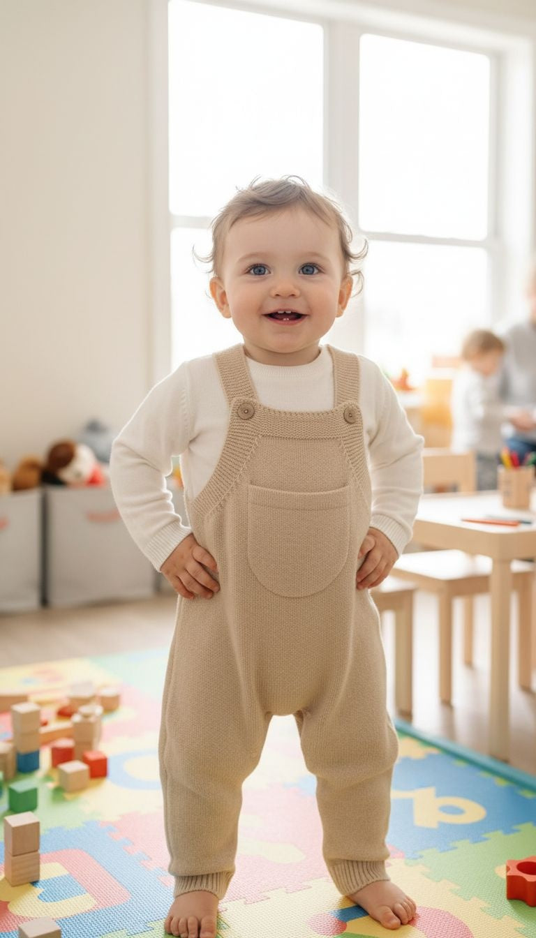 Classic Comfort: Knitted Baby Overalls