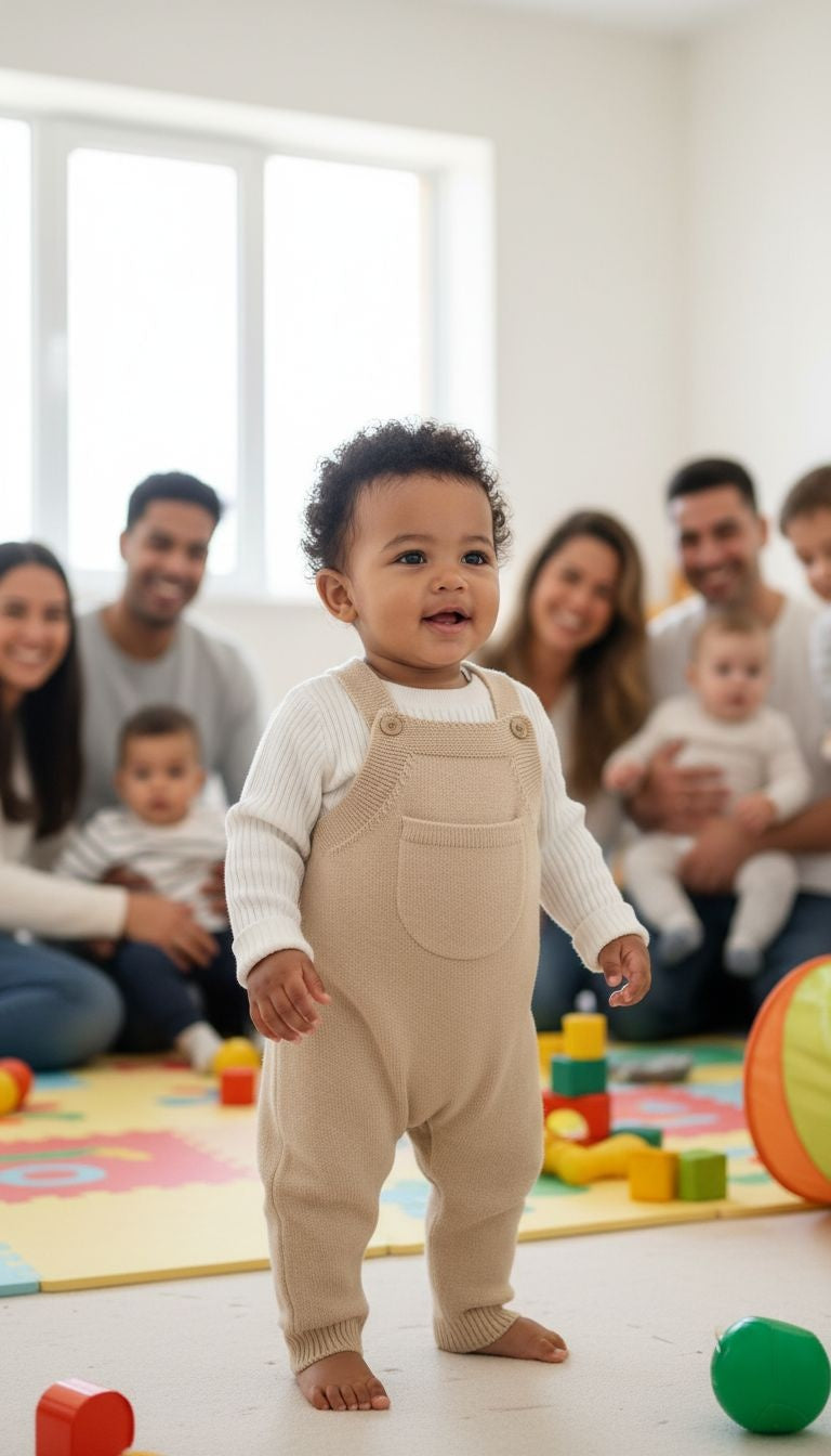 Classic Comfort: Knitted Baby Overalls