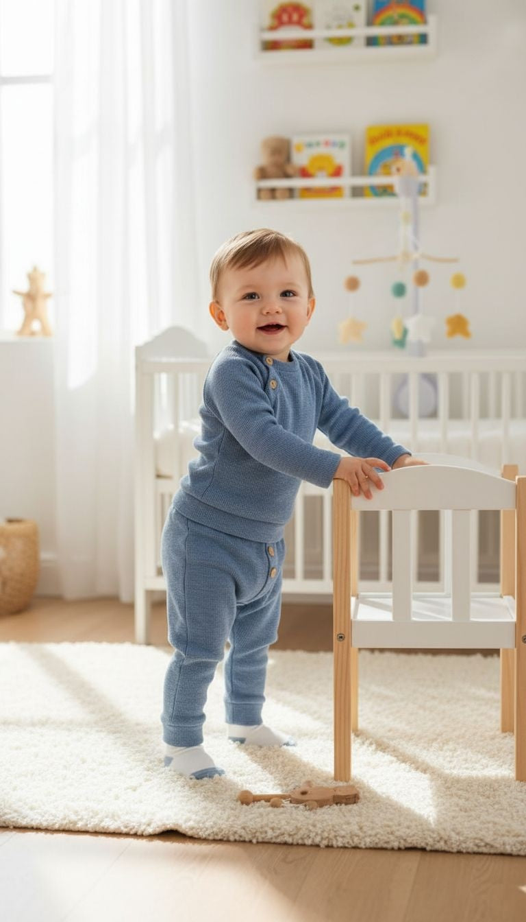 Cozy Classics: Ribbed Baby Bodysuit & Pants Set