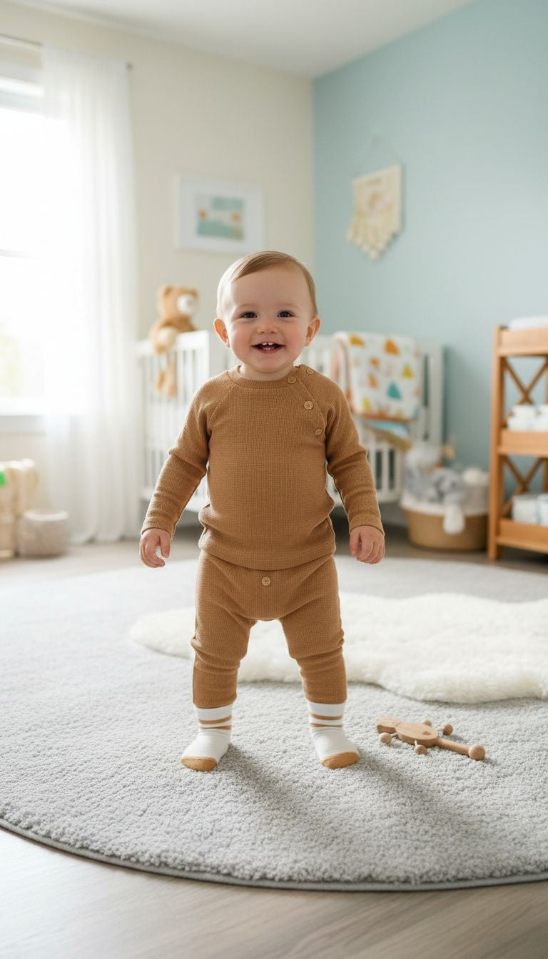Cozy Classics: Ribbed Baby Bodysuit & Pants Set