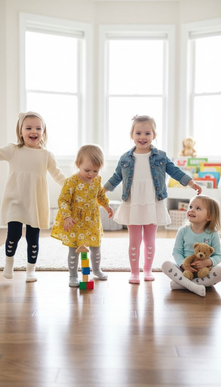 Cute & Cozy: Heart-Patterned Baby Tights (Set of 4)