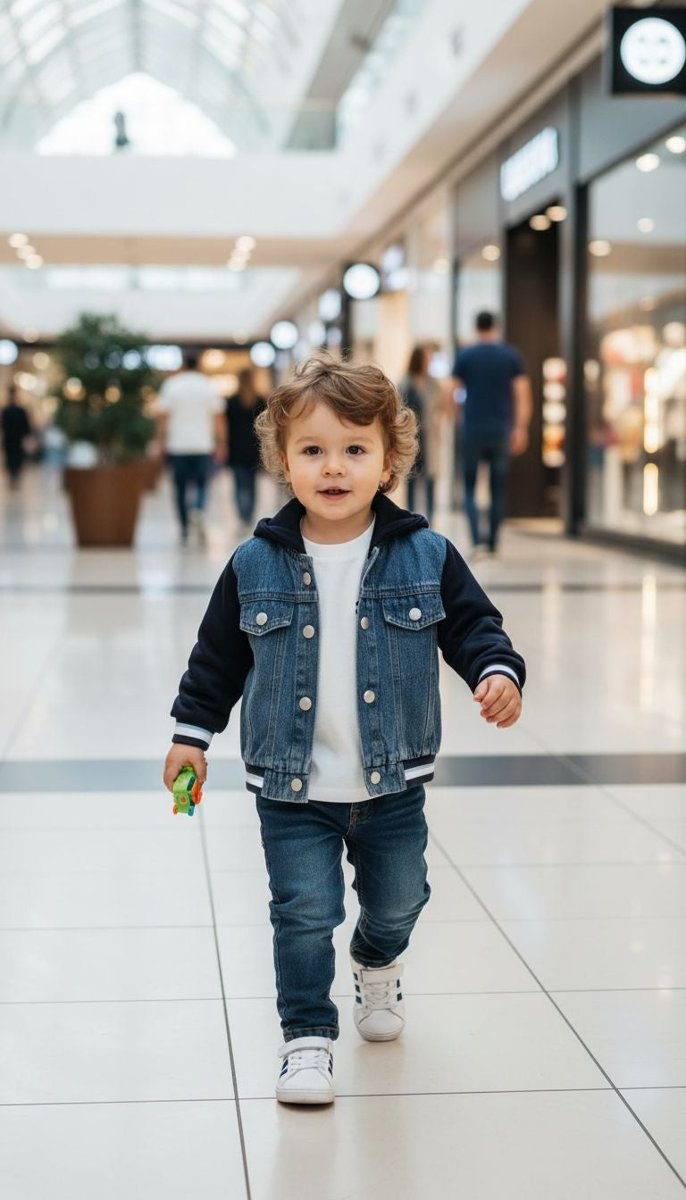 Cool & Casual: Denim Jacket with Hoodie Layered Look