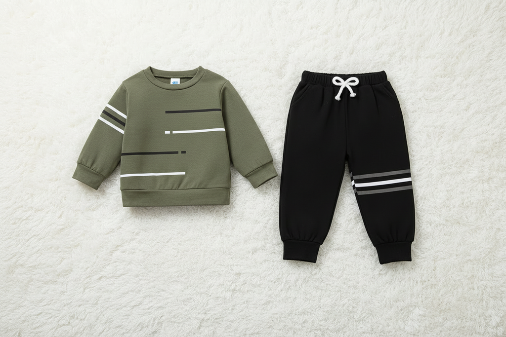 Sporty & Stylish: Olive Green Top and Black Jogger Set