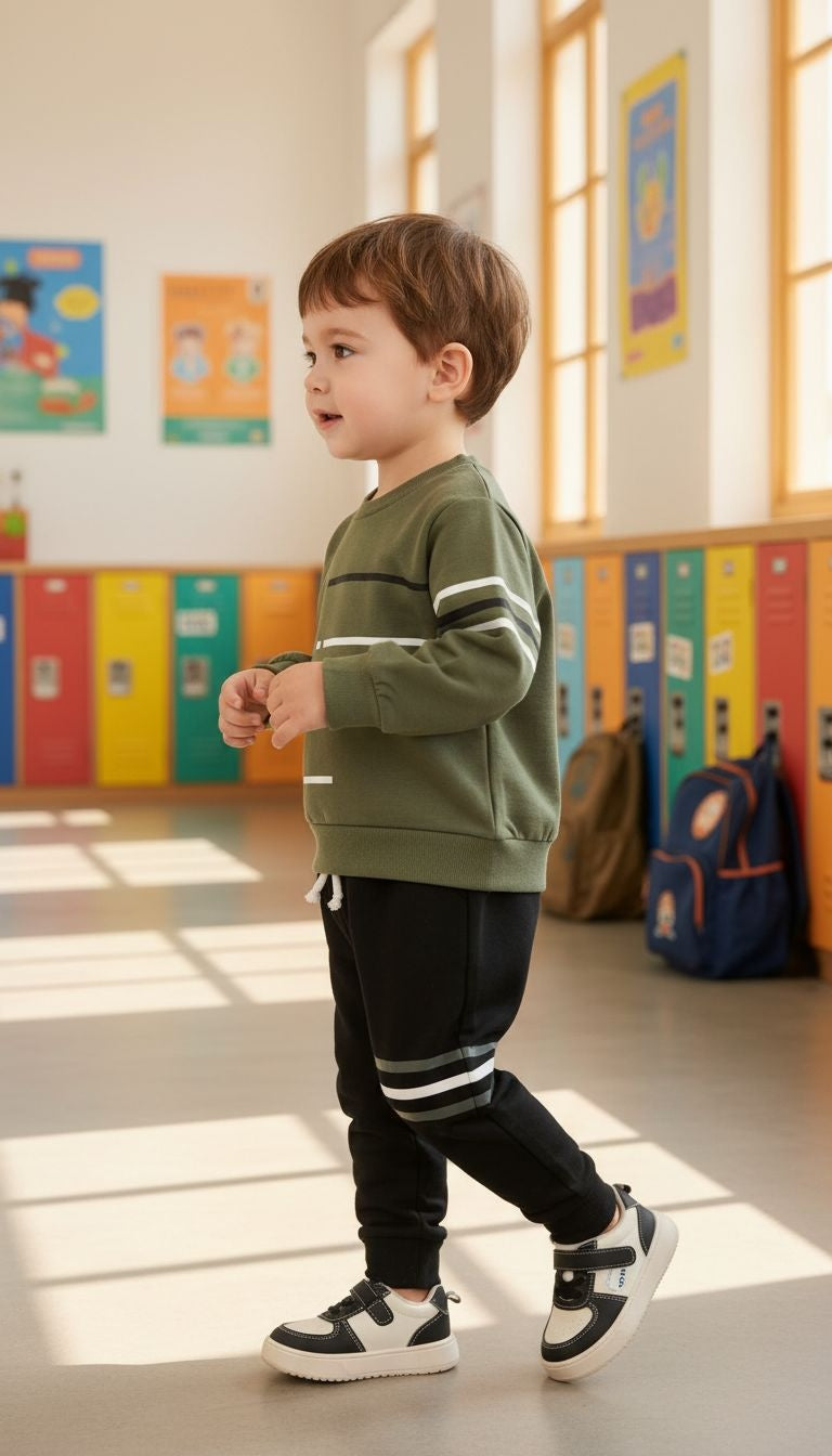 Sporty & Stylish: Olive Green Top and Black Jogger Set