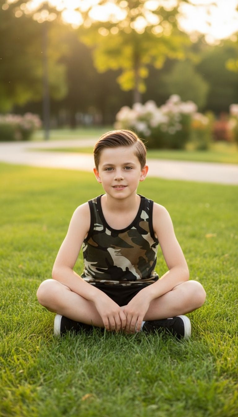 Boys’ Camo Active Tank & Shorts Set – 2‑Piece Outfit