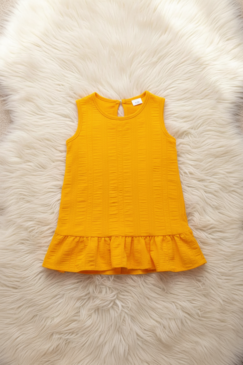 Girls’ Textured Sleeveless Ruffle Hem Dress