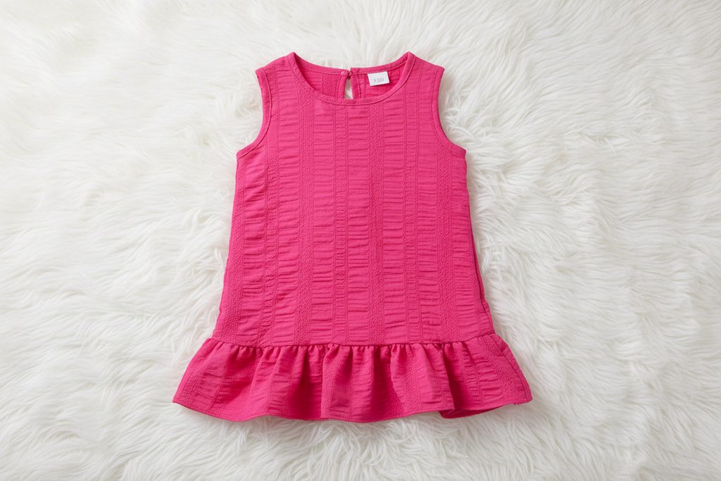 Girls’ Textured Sleeveless Ruffle Hem Dress
