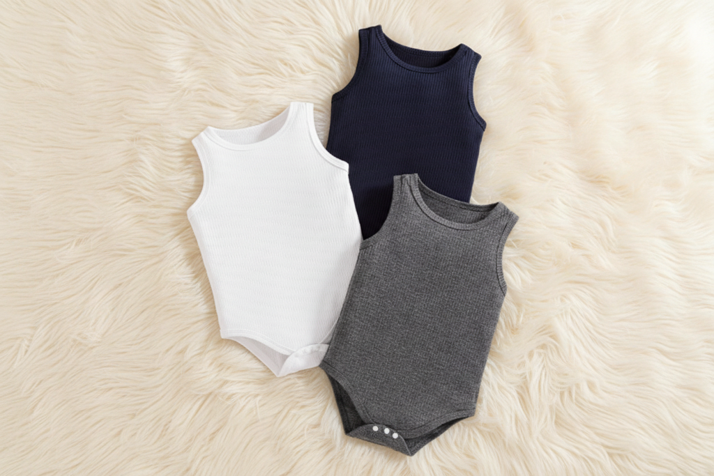 Baby Boys’ Sleeveless Ribbed Bodysuit – 3‑Pack