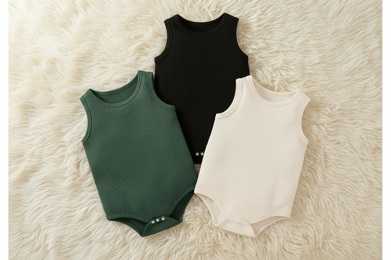 Baby Boys’ Sleeveless Ribbed Bodysuit – 3‑Pack