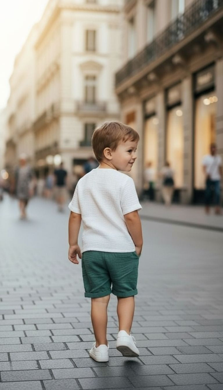Button Henley Top and Shorts - 2- piece outfit set