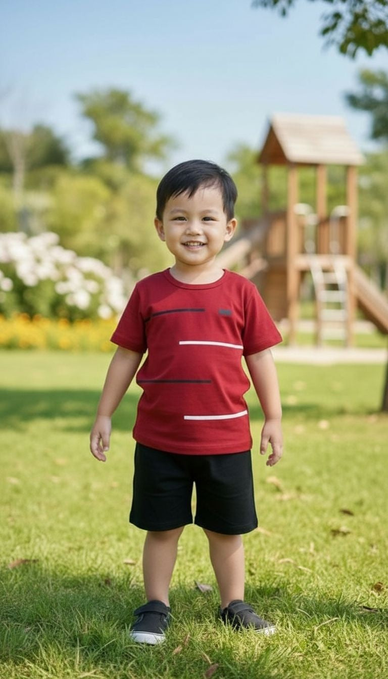 Abstract Line Print Tee and Matching Shorts