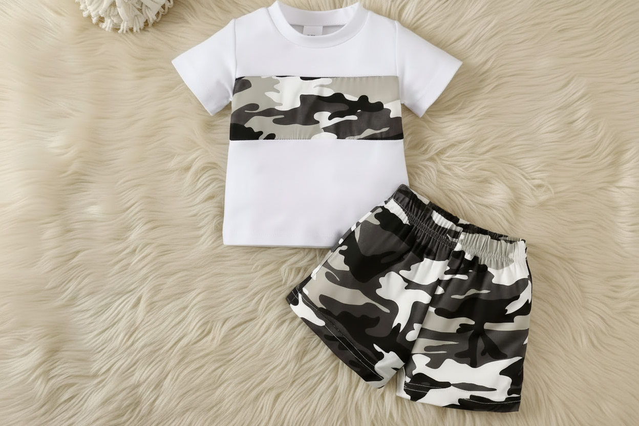 Camo Stripe Tee & Shorts Set for Toddlers
